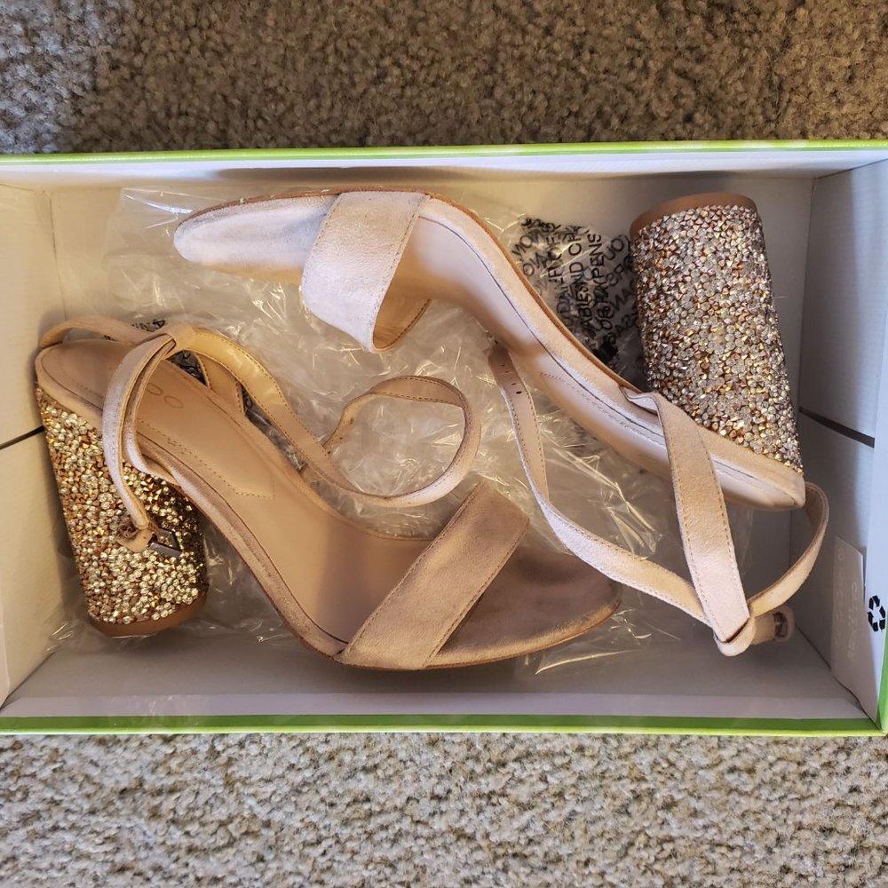 ALDO rose gold glitter sandals, size 7